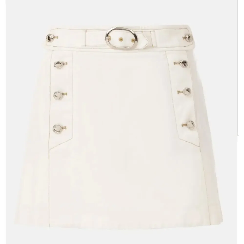 Derek Lam White Denim Skort Short SIZE 10 Nautical Belted Preppy Jean Skirt $260 - Picture 9 of 11